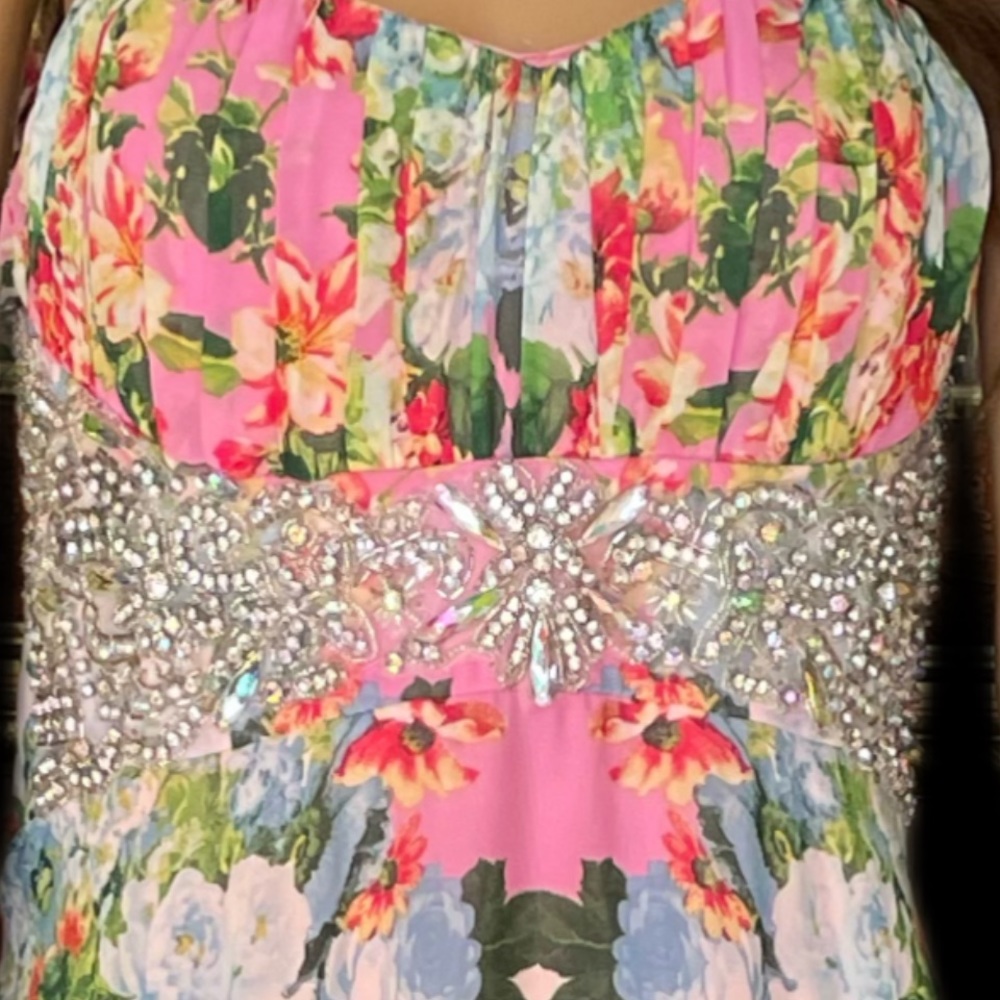 City Triangles Women's Strapless Embellished Formal Foral Dress  Size 13 - Picture 11 of 14
